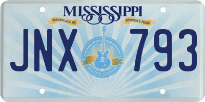 MS license plate JNX793