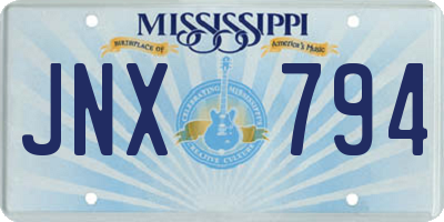 MS license plate JNX794