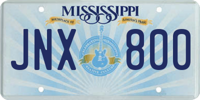 MS license plate JNX800