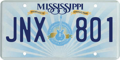 MS license plate JNX801