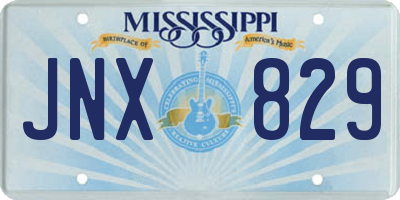 MS license plate JNX829