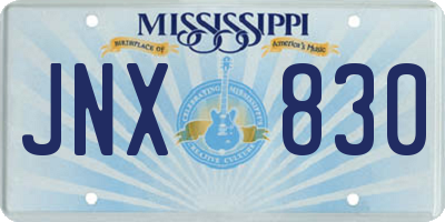 MS license plate JNX830