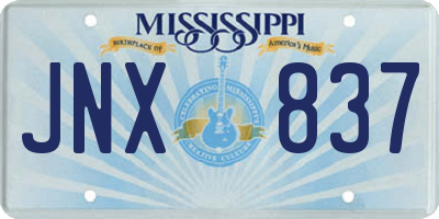 MS license plate JNX837