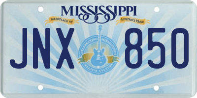 MS license plate JNX850