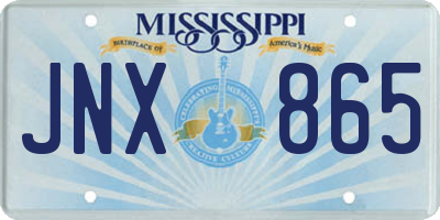 MS license plate JNX865