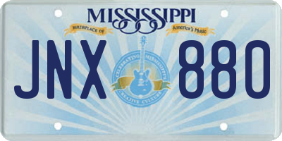 MS license plate JNX880