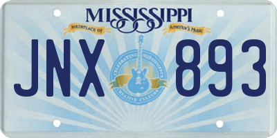 MS license plate JNX893
