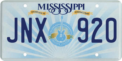 MS license plate JNX920