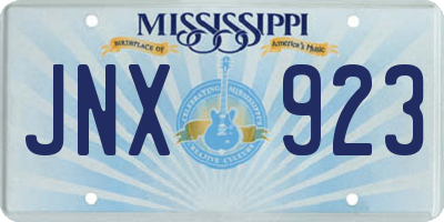 MS license plate JNX923