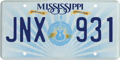 MS license plate JNX931