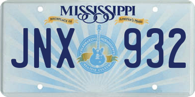 MS license plate JNX932
