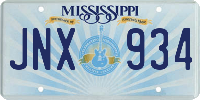 MS license plate JNX934