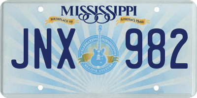 MS license plate JNX982