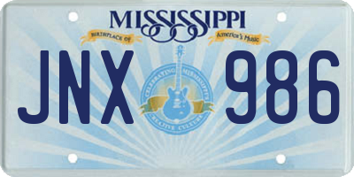 MS license plate JNX986