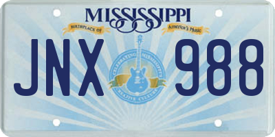MS license plate JNX988