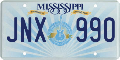 MS license plate JNX990