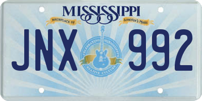MS license plate JNX992