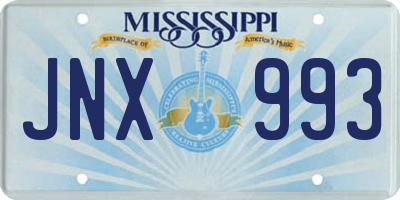 MS license plate JNX993