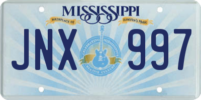 MS license plate JNX997