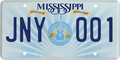 MS license plate JNY001