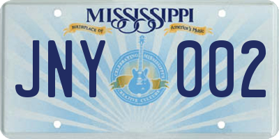 MS license plate JNY002