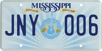 MS license plate JNY006