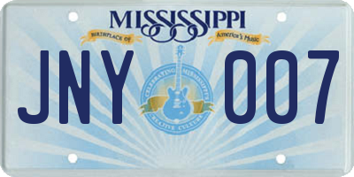 MS license plate JNY007