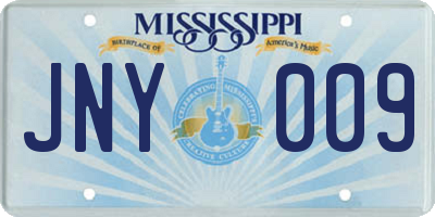 MS license plate JNY009