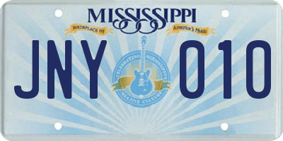 MS license plate JNY010