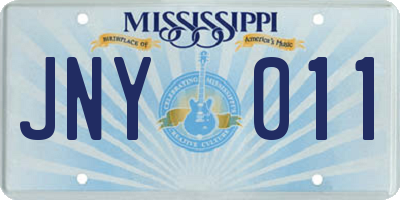 MS license plate JNY011