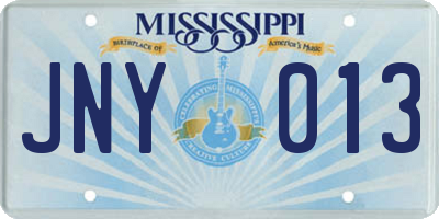 MS license plate JNY013