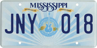 MS license plate JNY018