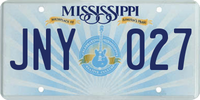 MS license plate JNY027