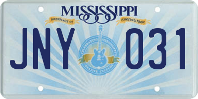MS license plate JNY031
