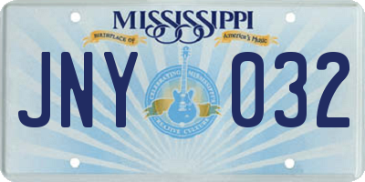 MS license plate JNY032