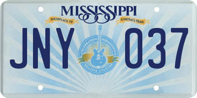 MS license plate JNY037