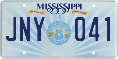 MS license plate JNY041