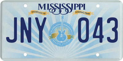 MS license plate JNY043