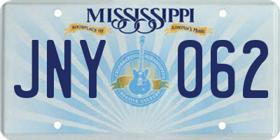 MS license plate JNY062