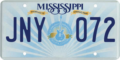 MS license plate JNY072