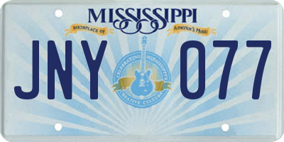 MS license plate JNY077