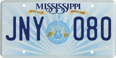 MS license plate JNY080