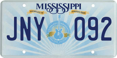 MS license plate JNY092