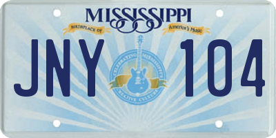 MS license plate JNY104