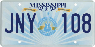MS license plate JNY108