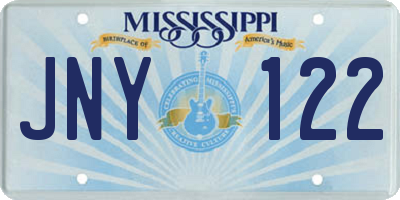 MS license plate JNY122