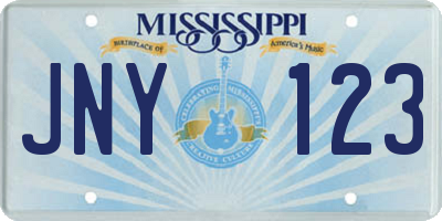 MS license plate JNY123