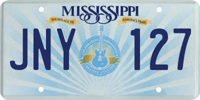 MS license plate JNY127