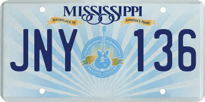 MS license plate JNY136