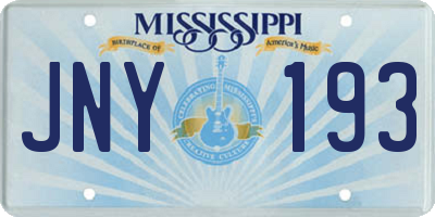 MS license plate JNY193